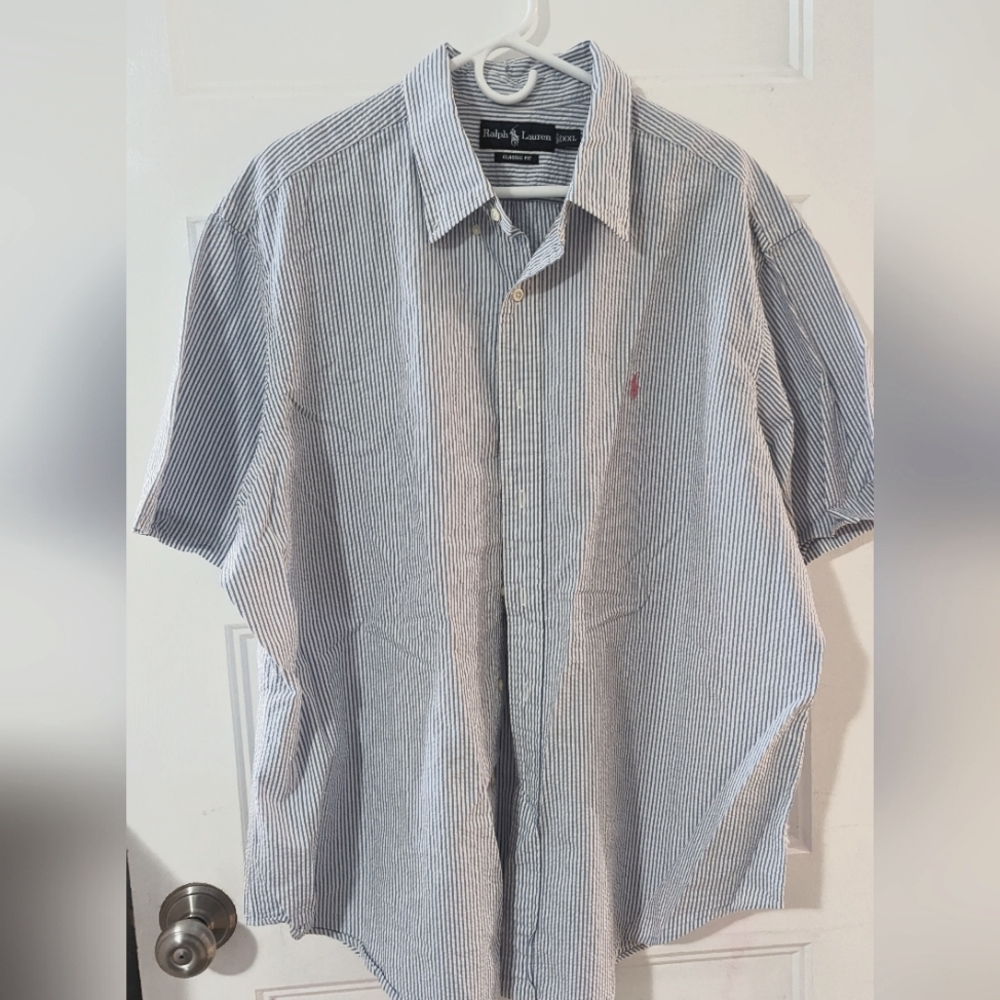 XXL Ralph Lauren seersucker men's short sleeve shirt